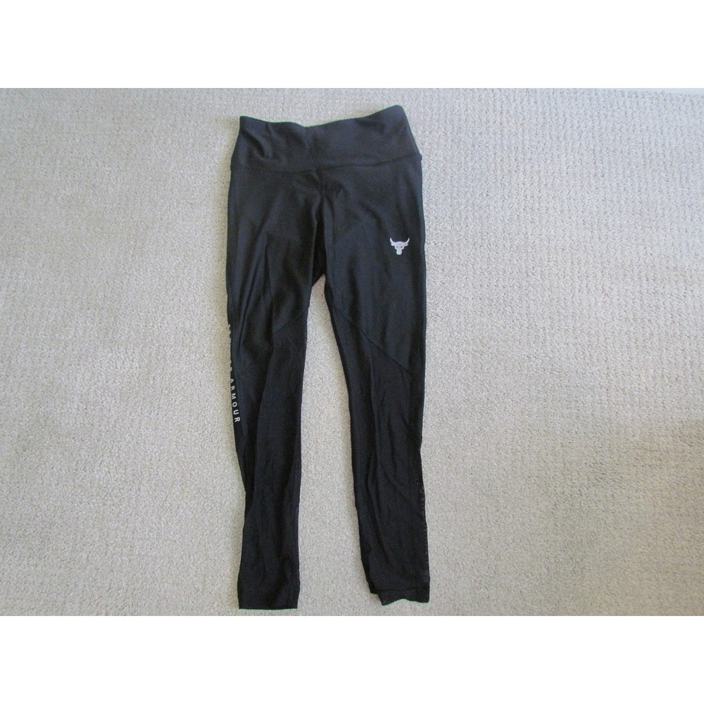 Under Armour Project Rock Leggings Small Black HeatGear Compression Athletic